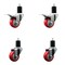 Service Caster 3'' Red Poly Swivel 1-3/4'' Expanding Stem Caster Set 2 Total Lock Brakes, 4PK SCC-EXTTL20S314-PPUB-RED-2-S-2-134 - alternate 1